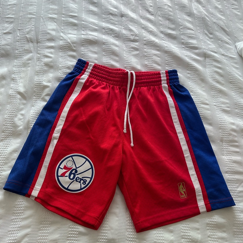 Mitchell and Ness Swingman 76ers Red and Blue Men's Shorts
